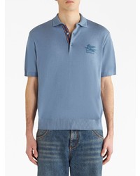 Etro Logo Embroidered Cotton Cashmere Polo Shirt