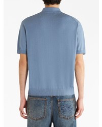 Etro Logo Embroidered Cotton Cashmere Polo Shirt