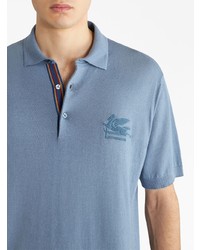 Etro Logo Embroidered Cotton Cashmere Polo Shirt