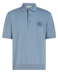Etro Logo Embroidered Cotton Cashmere Polo Shirt
