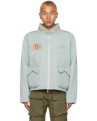 Light Blue Embroidered Puffer Jacket