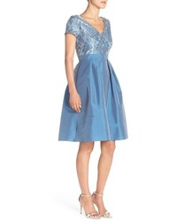 Adrianna Papell Embroidered Taffeta Fit Flare Dress