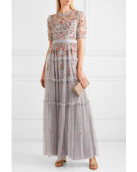 Needle & Thread Carnation Sequined Embroidered Tulle Gown