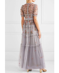 Needle & Thread Carnation Sequined Embroidered Tulle Gown