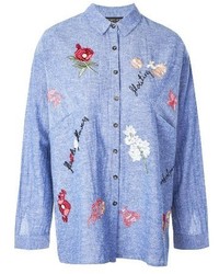 Topshop Floating Floral Embroidered Shirt