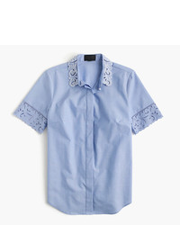 Thomas Mason For Jcrew Embroidered Oxford Shirt In French Blue