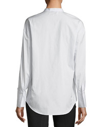 3.1 Phillip Lim Long Sleeve Button Front Poplin Shirt W Pearlescent Embroidery