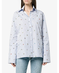 Mira Mikati Pinstripe Shirt With Minion Embroidery