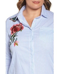 Glamorous Plus Size Embroidered Stripe Shirt