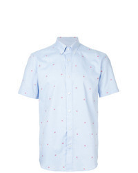 Light Blue Embroidered Short Sleeve Shirt
