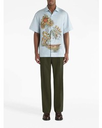 Etro Embroidered Short Sleeve Cotton Shirt