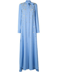 Light Blue Embroidered Silk Dress