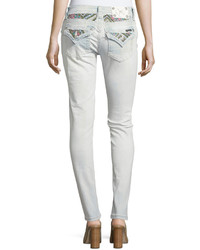 Miss Me Mid Rise Skinny Denim Jeans Wembroidery Light Wash 103