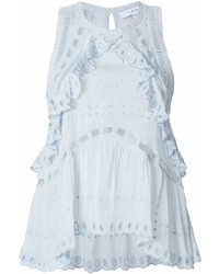 Light Blue Embroidered Sleeveless Top
