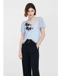 Mango Embroidered Tulle T Shirt