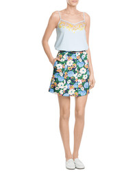 Carven Crepe Tank Top With Floral Embroidery