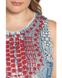 Lucky Brand Plus Size Embroidered Bib Tank