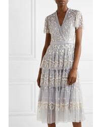 Needle & Thread Angelica Tiered Embroidered Tulle Midi Dress