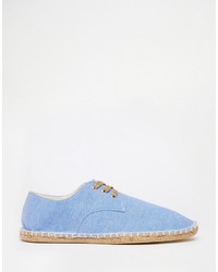 Asos Brand Derby Espadrilles In Blue Chambray