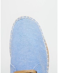 Asos Brand Derby Espadrilles In Blue Chambray