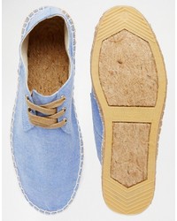 Asos Derby Espadrilles In Blue Chambray