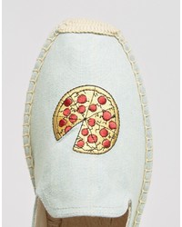 Soludos Embroidered Pizza Chambray Espadrilles