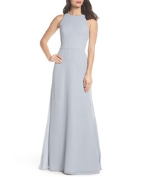 Hayley Paige Occasions Crewneck Chiffon Gown
