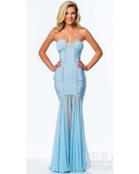 Terani Couture Knit Peplum Bandage Prom Dress