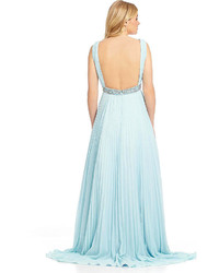 Terani Couture V Neck Pleated Gown