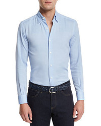 Ermenegildo Zegna Flannel Long Sleeve Sport Shirt Blue