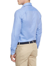 Peter Millar Flannel Long Sleeve Sport Shirt Cobalto