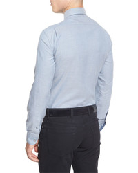 Ermenegildo Zegna Flannel Long Sleeve Sport Shirt Light Blue