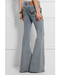 Gucci for NET-A-PORTE Appliqud Mid Rise Flared Jeans