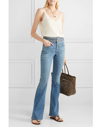 Veronica Beard Beverly Braid Detailed High Rise Flared Jeans