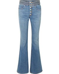 Veronica Beard Beverly Braid Detailed High Rise Flared Jeans