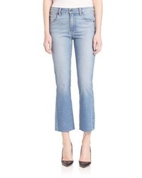 Paige Colette Cropped Flared Raw Hem Jeans