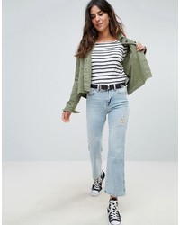 7 For All Mankind Cropped Boot Kick Bleach Jeans