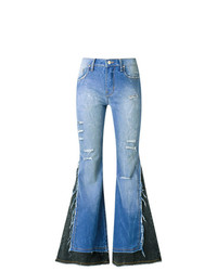 Amapô Distressed Overlay Maxi Flared Jeans
