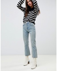 ASOS DESIGN Egerton Rigid Cropped Flare Jeans In Pretty Aged Blue Wash