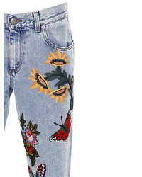 Gucci Flared Embroidered Patches Denim Jeans