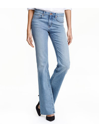 H&M Flared High Jeans Light Denim Blue Ladies