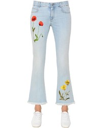 Floral Embroidered Flared Denim Jeans