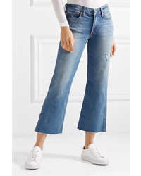 Grlfrnd Joan Cropped Distressed Mid Rise Flared Jeans