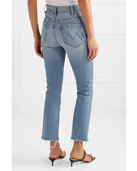 Mother The Hustler Cropped Frayed High Rise Flared Jeans