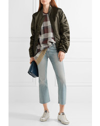 Current/Elliott The Kick Cropped Mid Rise Flared Jeans Blue