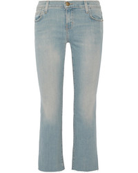 Current/Elliott The Kick Cropped Mid Rise Flared Jeans Blue