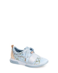 Light Blue Floral Canvas Low Top Sneakers