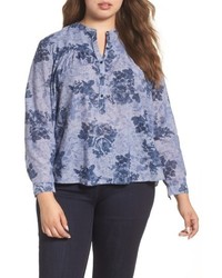Lucky Brand Plus Size Floral Chambray Shirt