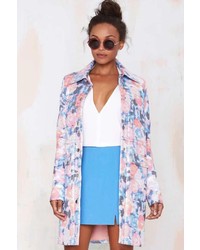 Nasty Gal Go With The Floral Metallic Coat