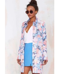 Nasty Gal Go With The Floral Metallic Coat